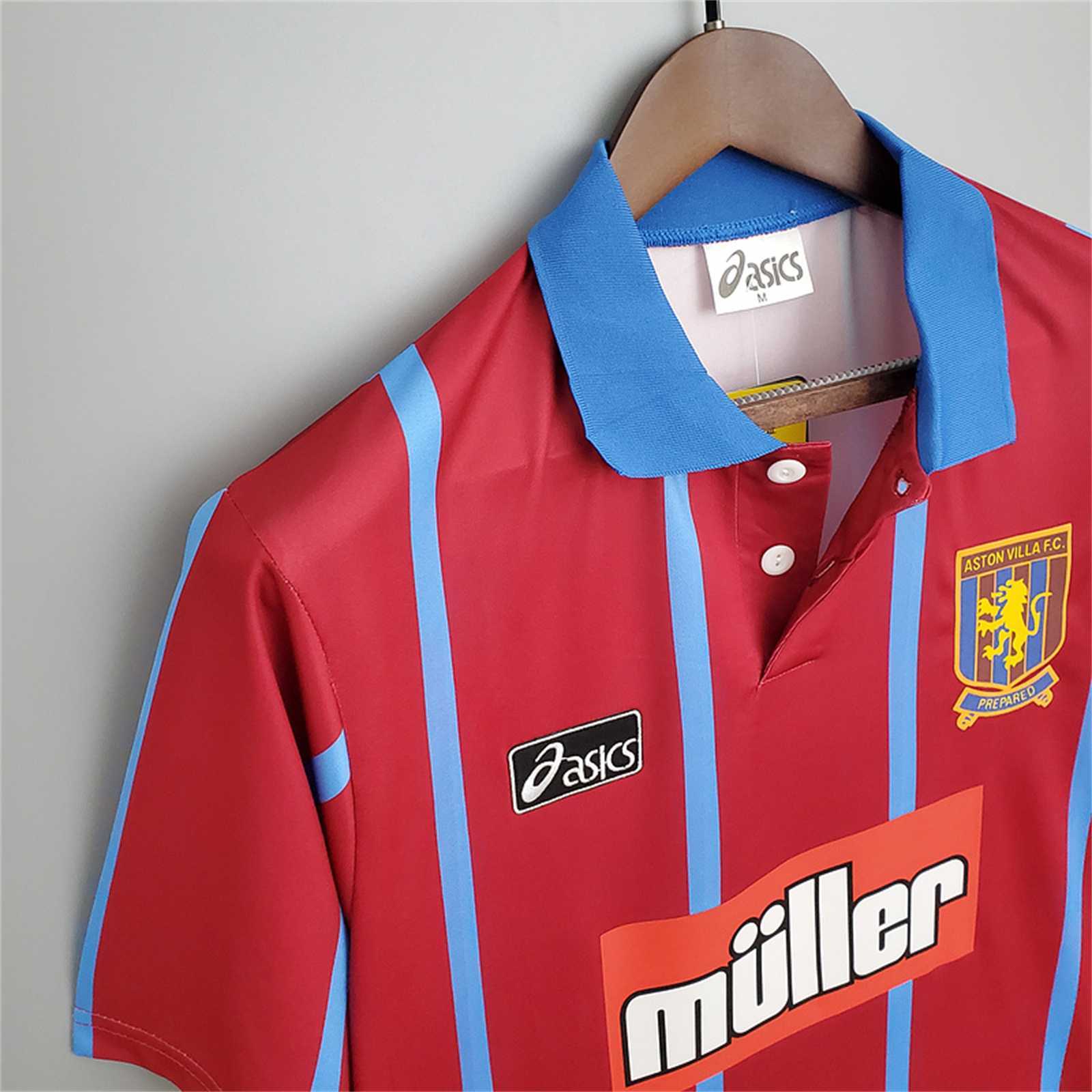 Aston Villa football shirt home 1993/95 con colletto azzurro retrò