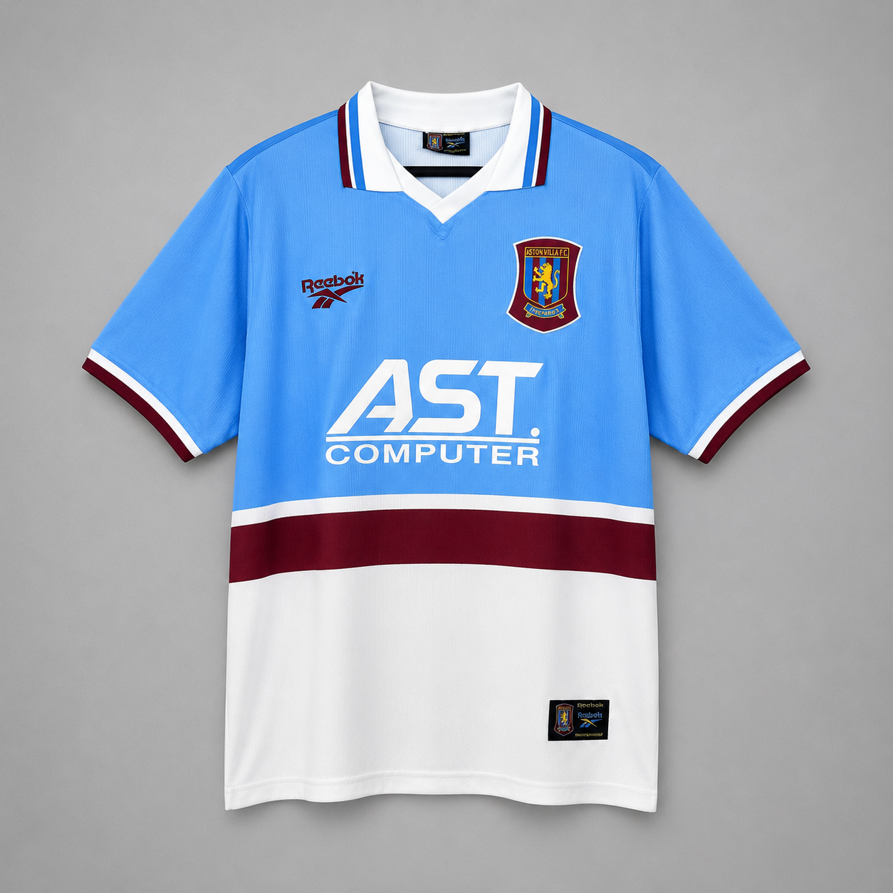 Aston Villa maglia away 1997/98 azzurro chiaro con fascia bordeaux