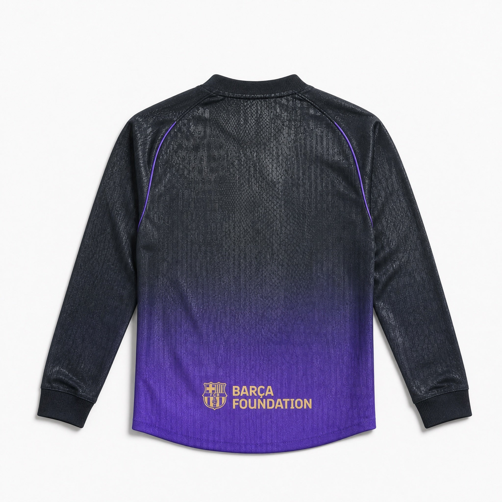 Maglia Barcellona 2026/27 away manica lunga vista posteriore dettaglio tessuto
