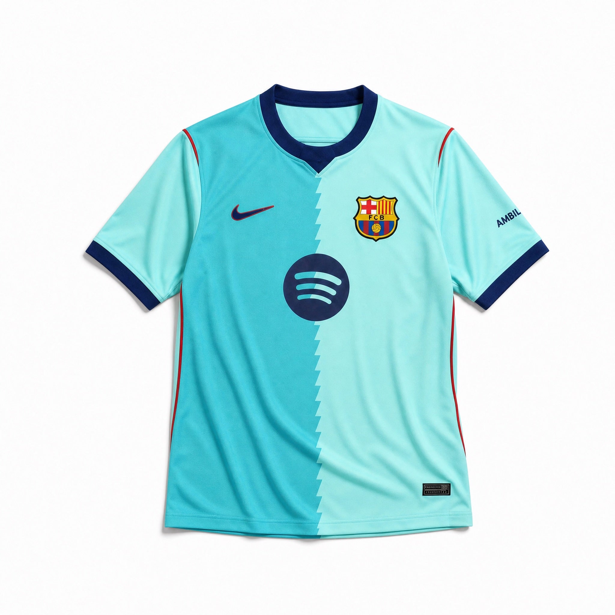 Maglia third Barcellona 2026/27 vista frontale design bicolore azzurro