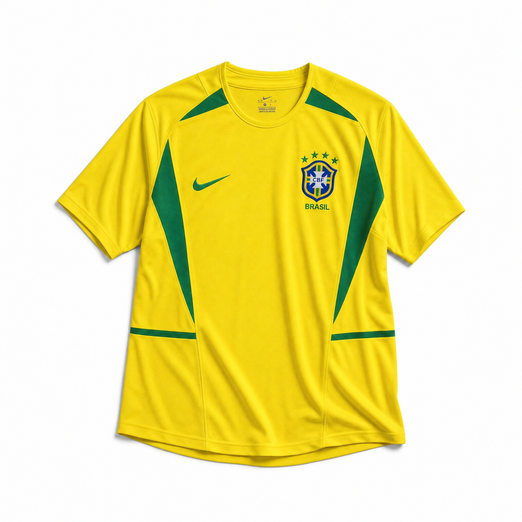 Maglia Brasile 2002 Home vista frontale con stemma nazionale