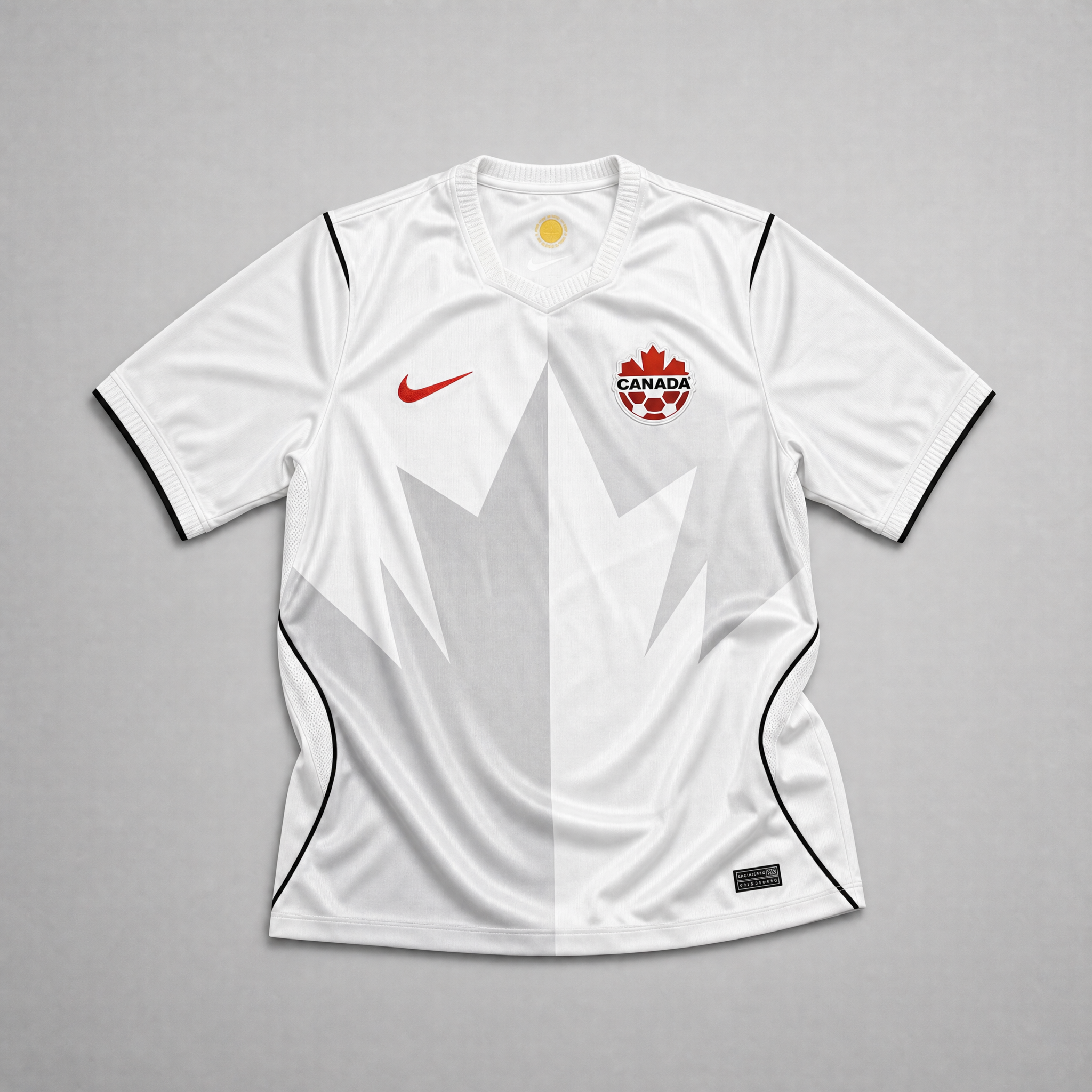 Canada Maglia Third 2026 World Cup vista frontale bianca con grafica tono su tono ispirata alla foglia d’acero