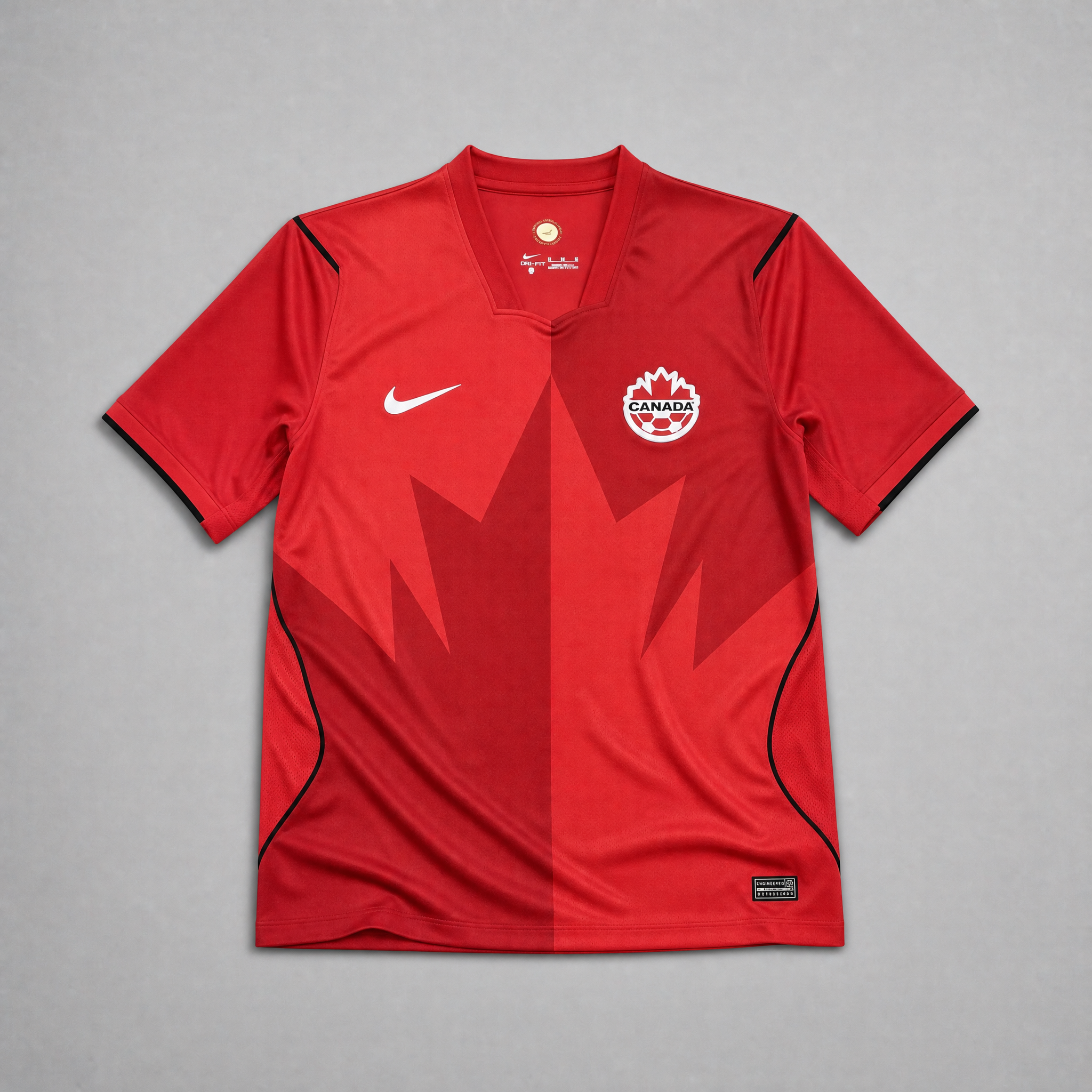 Canada Maglia Home 2026 World Cup vista frontale con design rosso e dettagli grafici ispirati al Canada