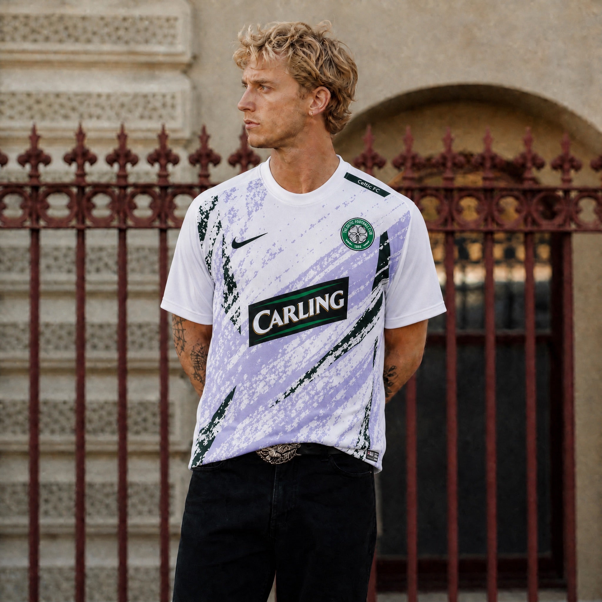 Jersey rétro Celtic 2007/08 design grafico moderno
