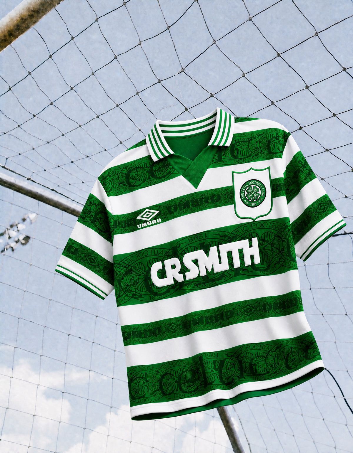 Dettaglio colletto verde maglia Celtic rétro