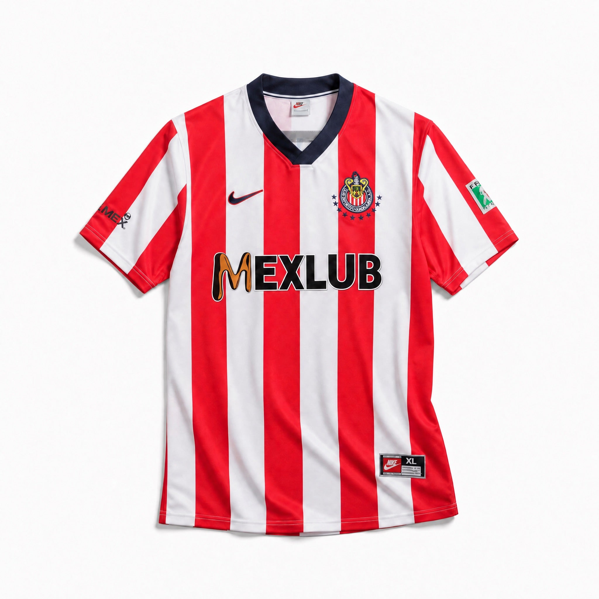 Chivas Maglia Home 1996/97 vintage con strisce rosse e bianche vista frontale