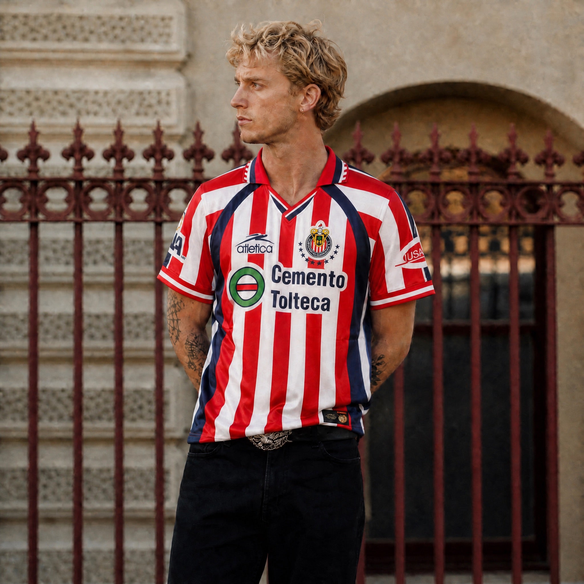 Chivas Guadalajara maglia home 1999/00 design bianco rosso e blu