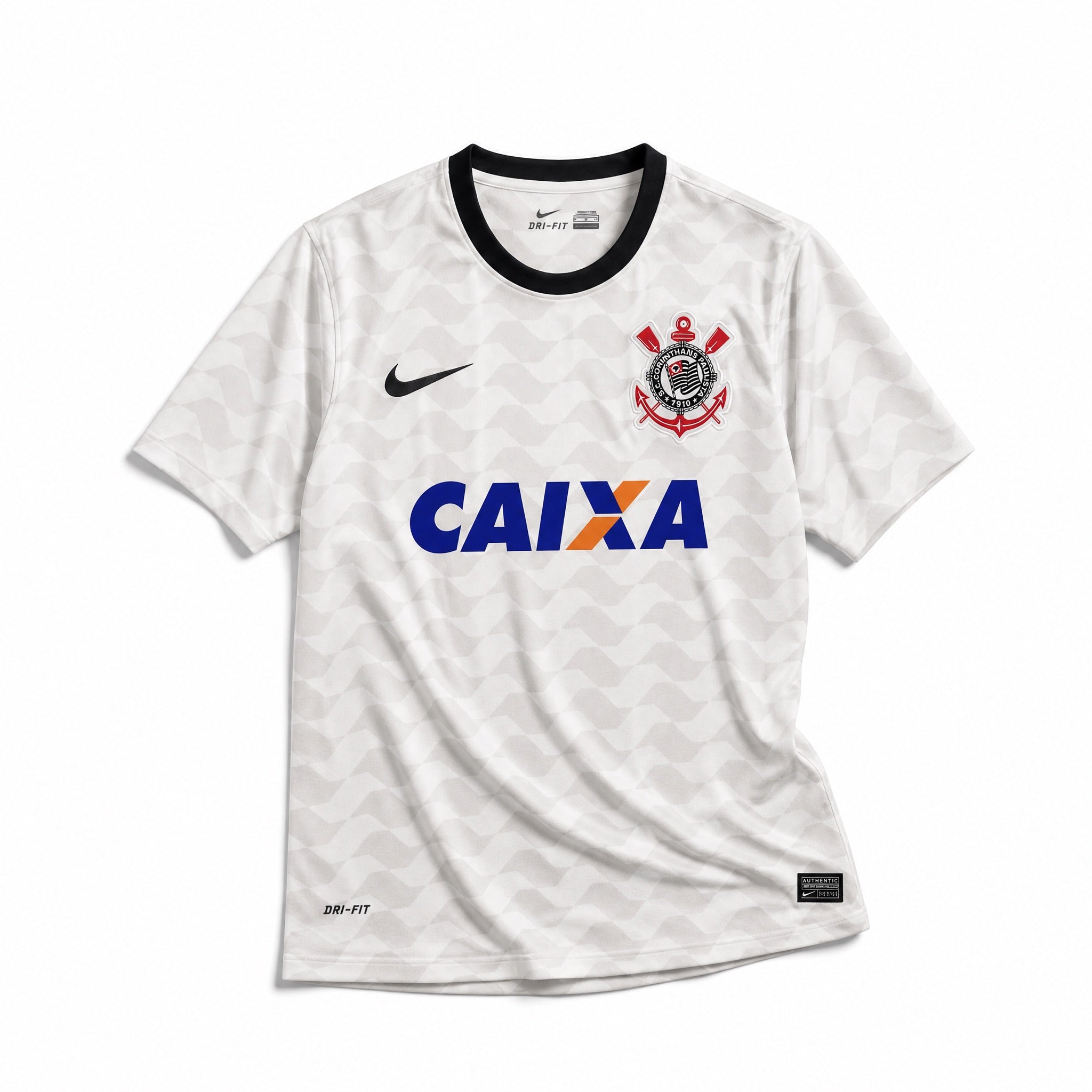 Corinthians Maglia Home 2012 bianca con motivo geometrico tono su tono