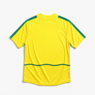 Dettaglio colletto maglia Brasile 2002 con rifiniture verdi