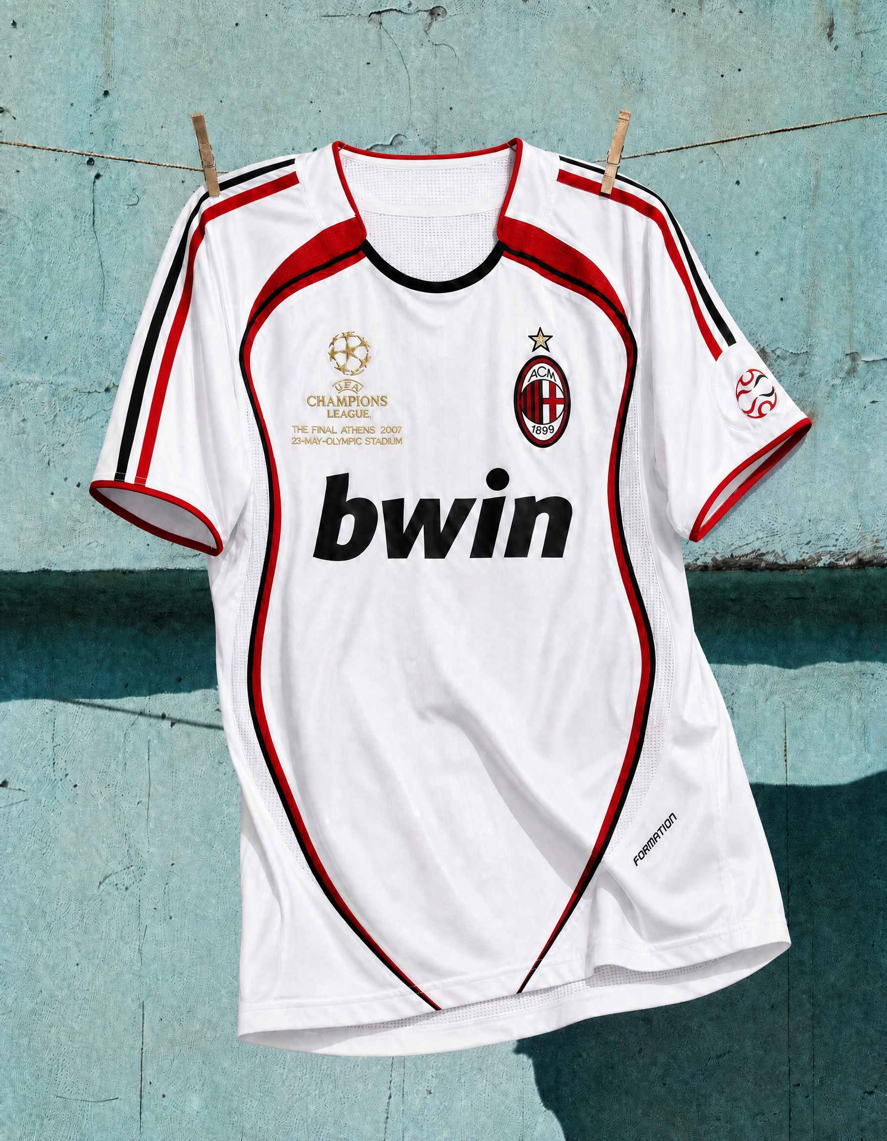 Dettaglio cuciture e design maglia AC Milan away 2006/07