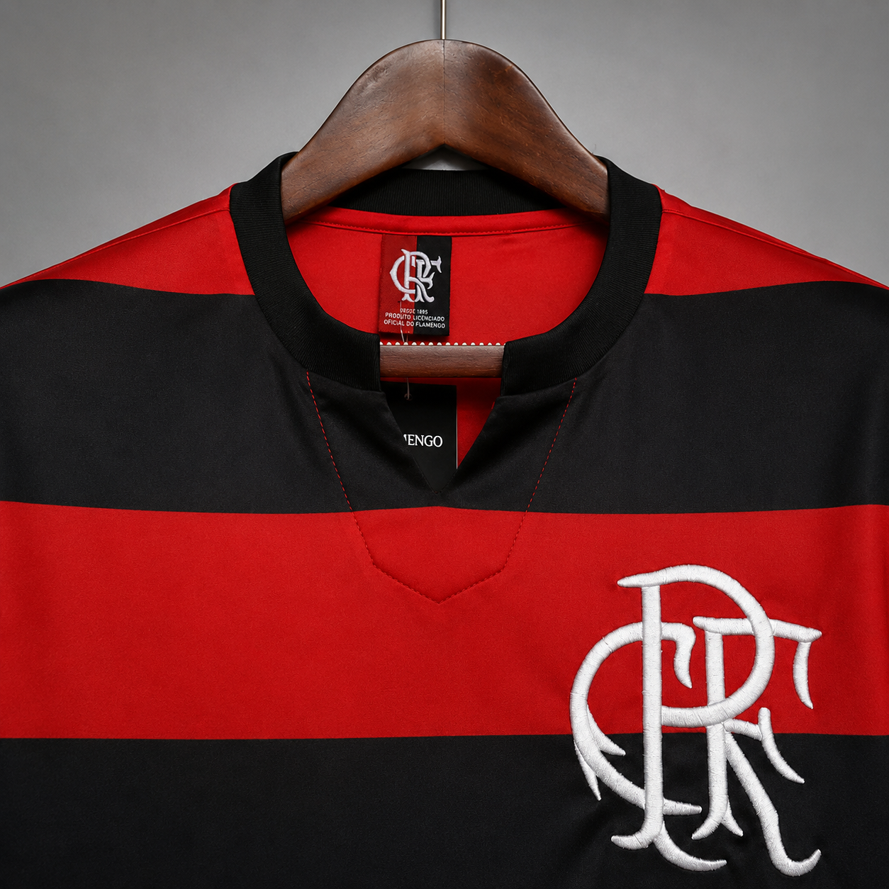 Dettaglio frontale Flamengo jersey 1978/79 con bande orizzontali classiche