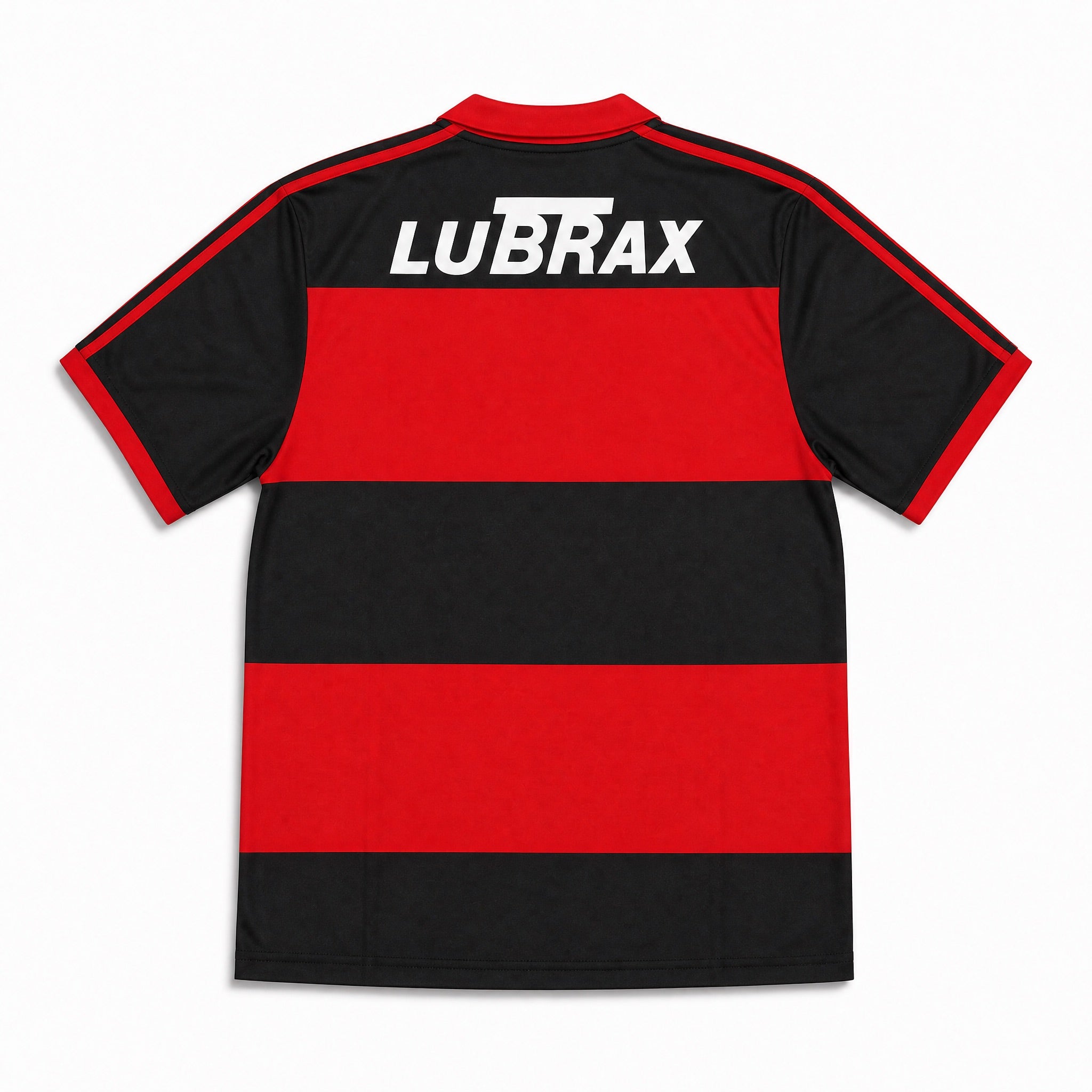 Flamengo home shirt 1990/91 con bande orizzontali rosso nere
