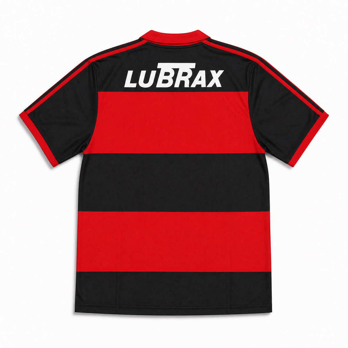 Flamengo home shirt 1990/91 con bande orizzontali rosso nere
