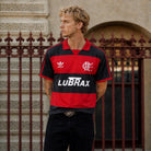 Dettaglio colletto rosso Flamengo jersey vintage 1990/91
