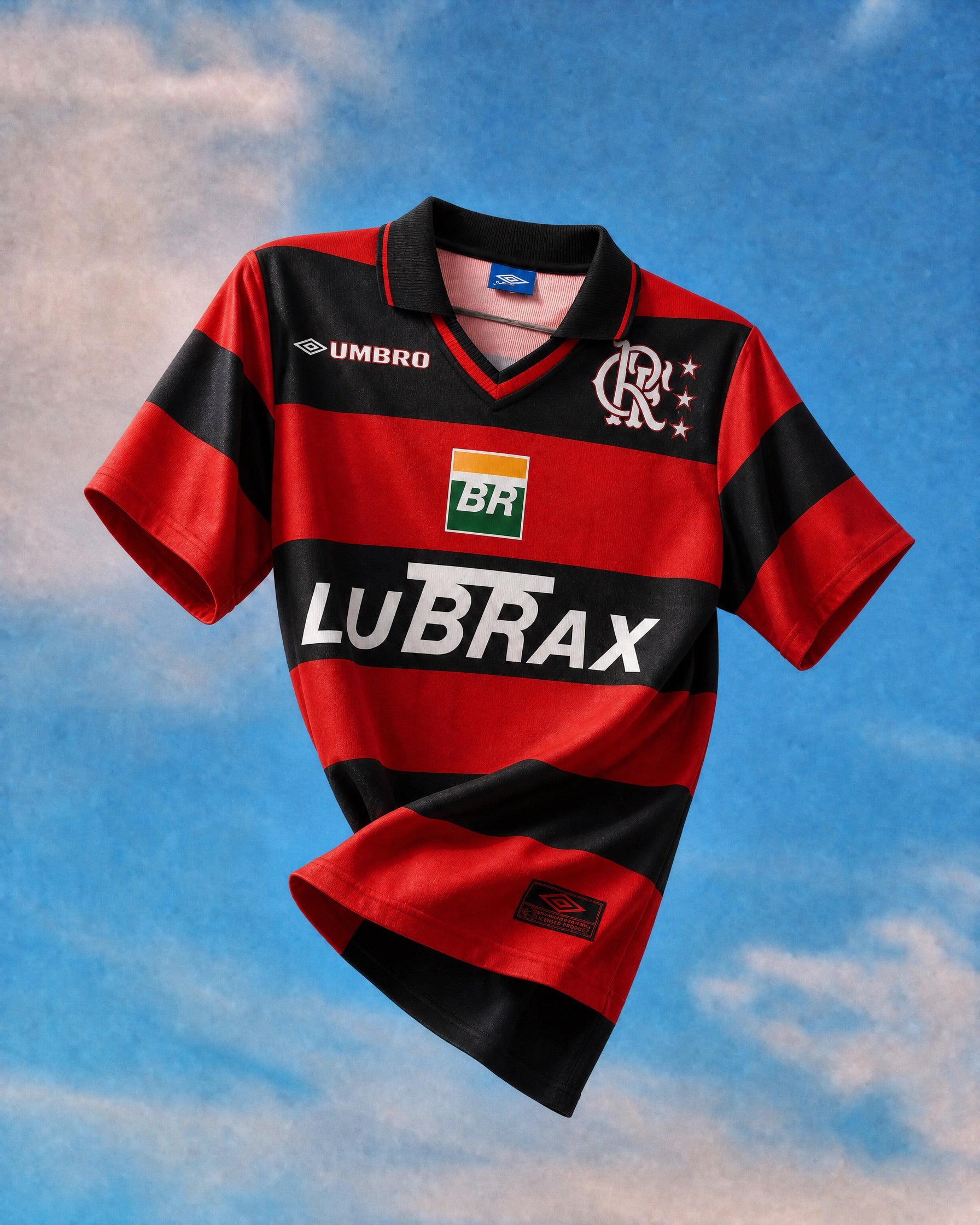 Close-up texture e dettagli Flamengo football shirt 1999/00

