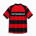 Flamengo home shirt con bande orizzontali rosso nere 2003/04 
