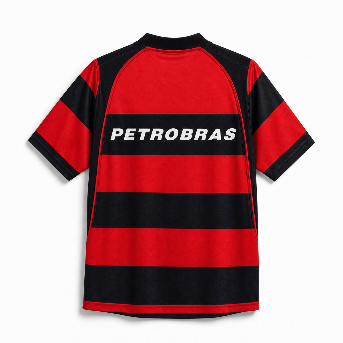 Flamengo home shirt con bande orizzontali rosso nere 2003/04 
