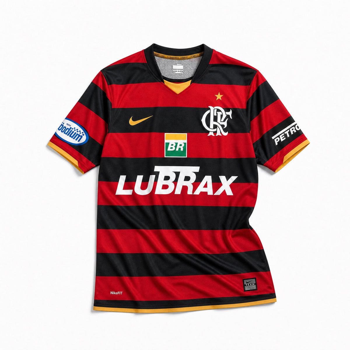 Retro della maglia Flamengo 2008/09 home a strisce orizzontali
