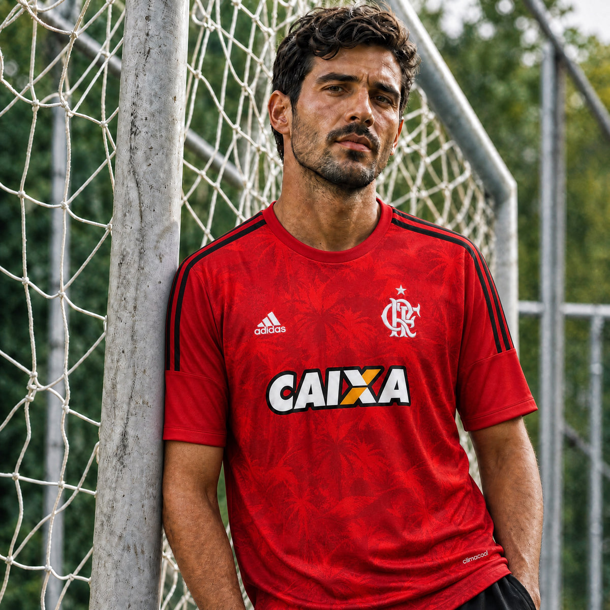Flamengo jersey third 2014/15 vintage con texture rosse e colletto sportivo
