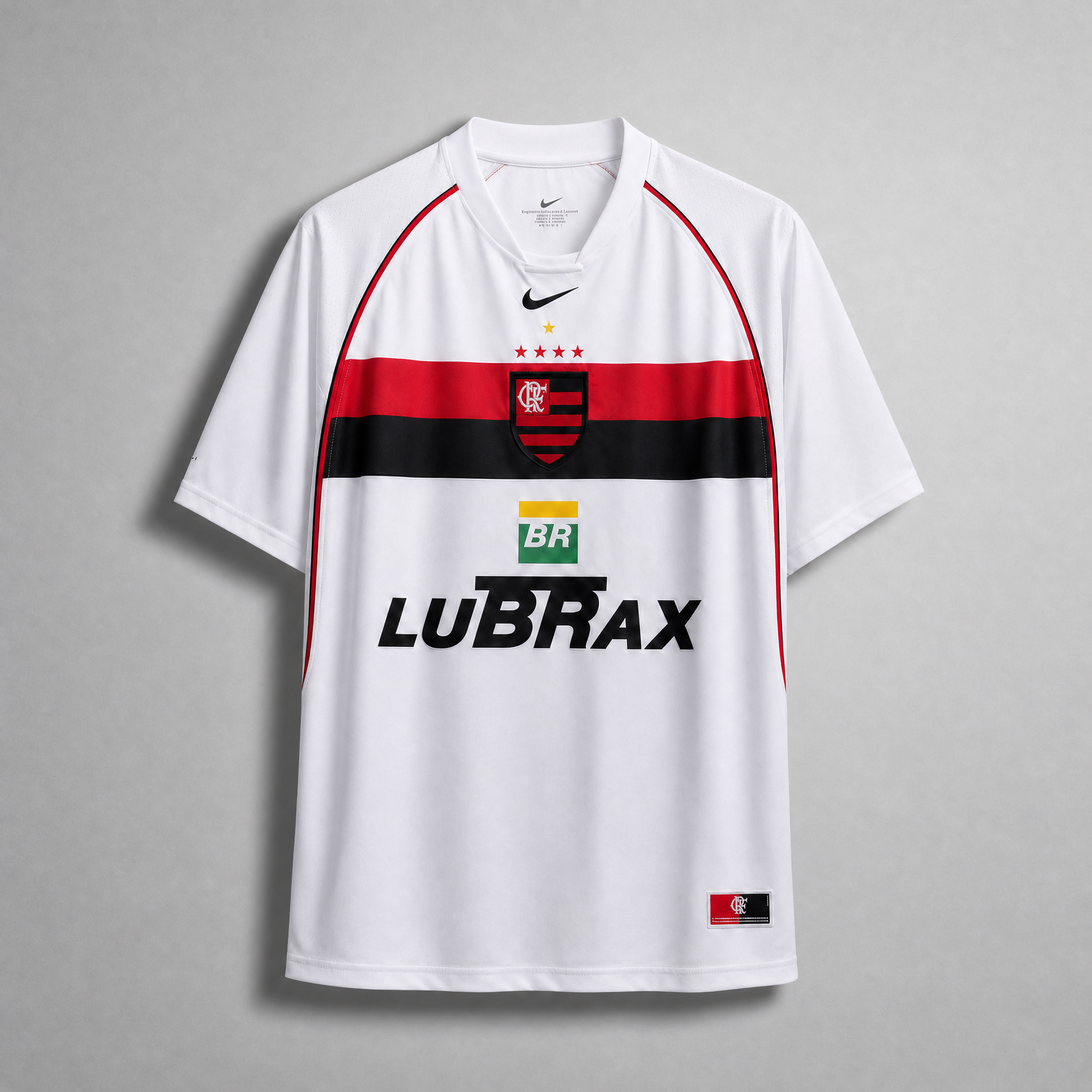 Flamengo maglia away 2002/03 bianca con banda rossonera frontale
