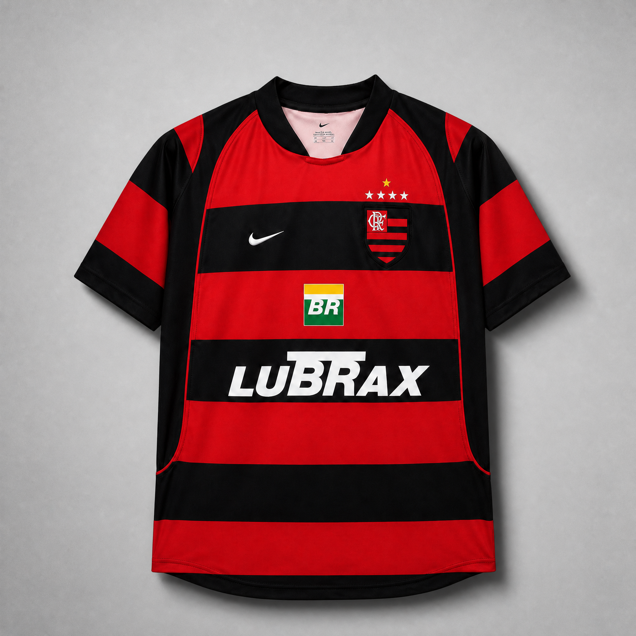 Flamengo home shirt 2003/04 con bande orizzontali rosso nere
