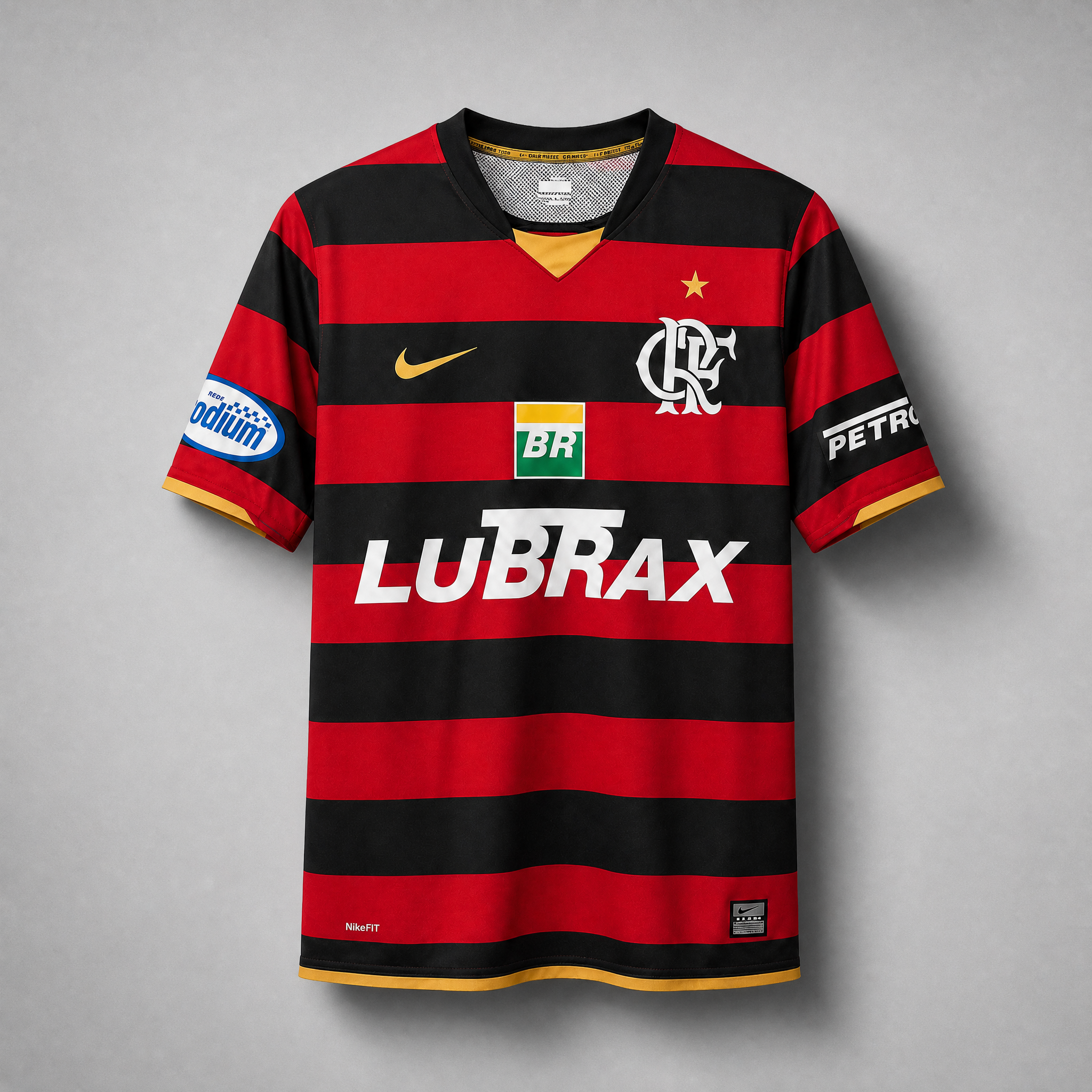 Retro della maglia Flamengo 2008/09 home a strisce orizzontali

