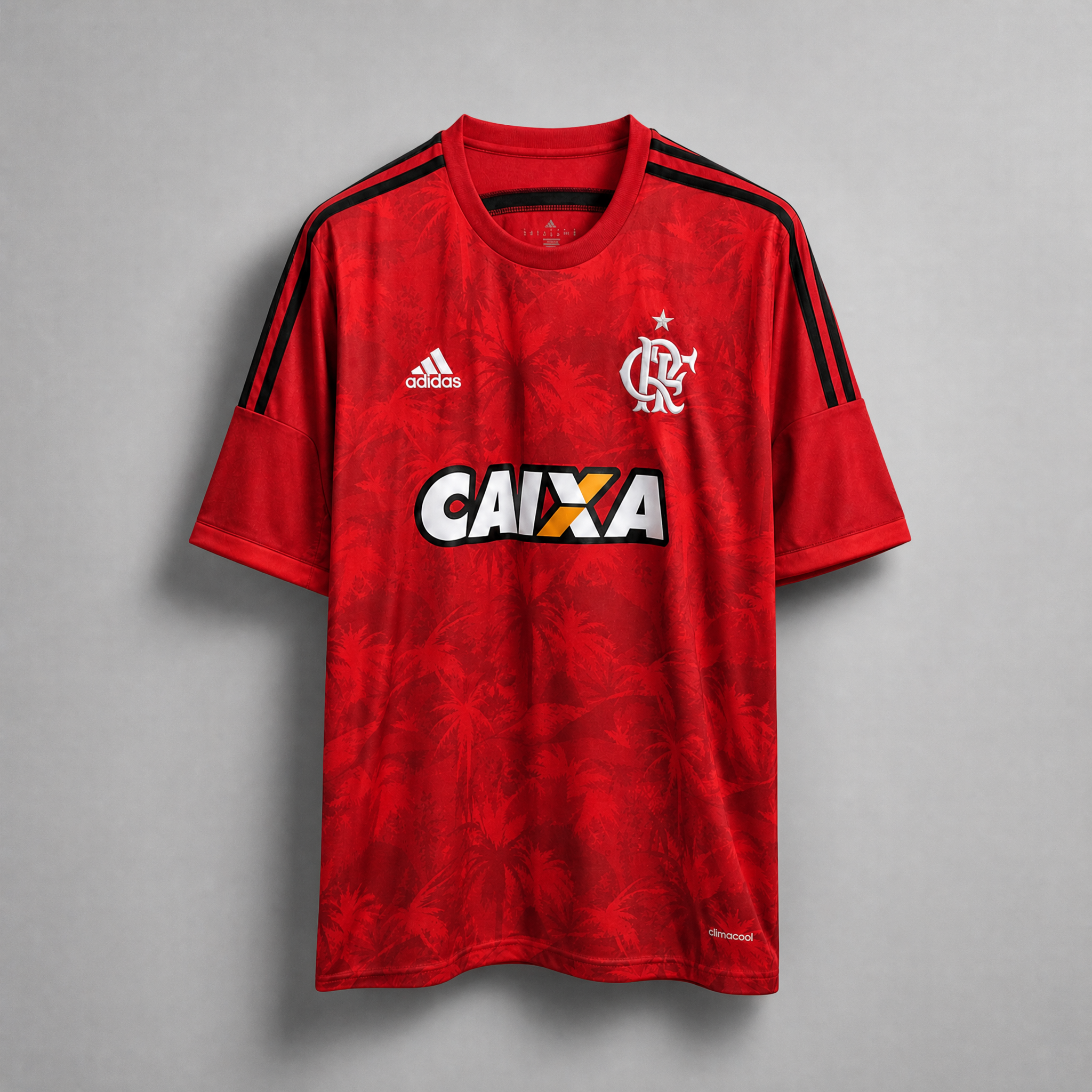 Flamengo maglia third 2014/15 rossa con dettagli neri vista frontale
