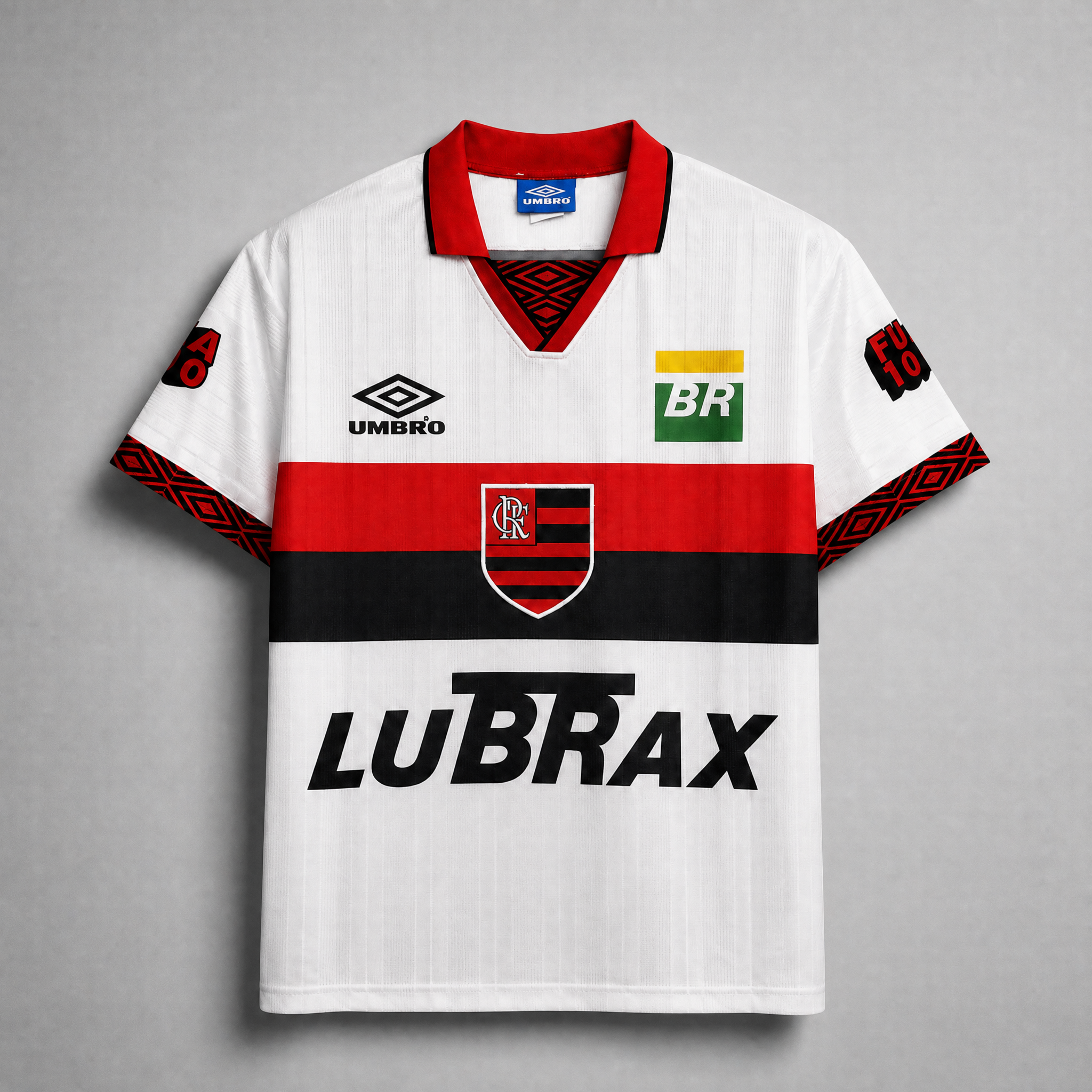 Flamengo maglia away 1995 anniversario 100 anni colore bianco con fascia rosso nera
