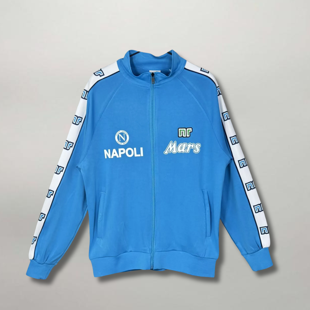 Giacca Napoli 1989/90 Mars Ennerre azzurra frontale logo Napoli