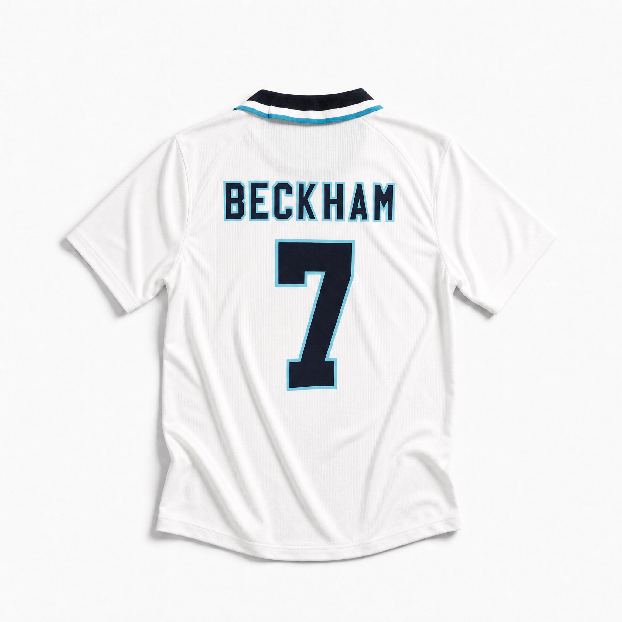 Maglia Beckham Inghilterra Home 1996 bianca con numero 7 sul retro