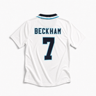 Maglia Beckham Inghilterra Home 1996 bianca con numero 7 sul retro