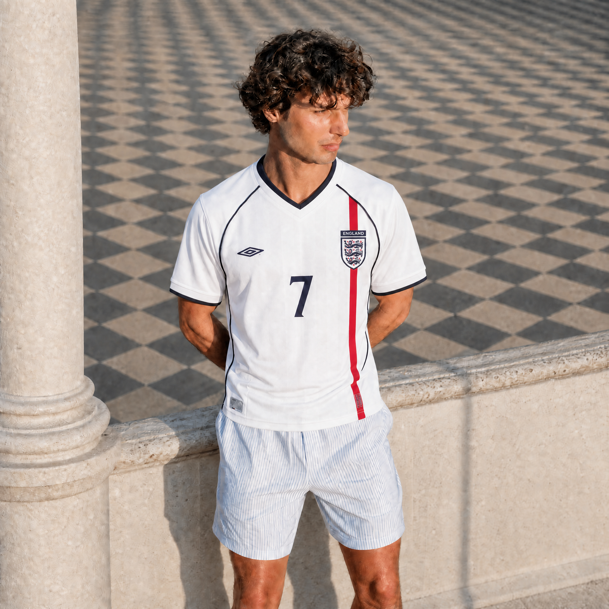 Maglia Inghilterra 2002 numero 7 Beckham vista posteriore