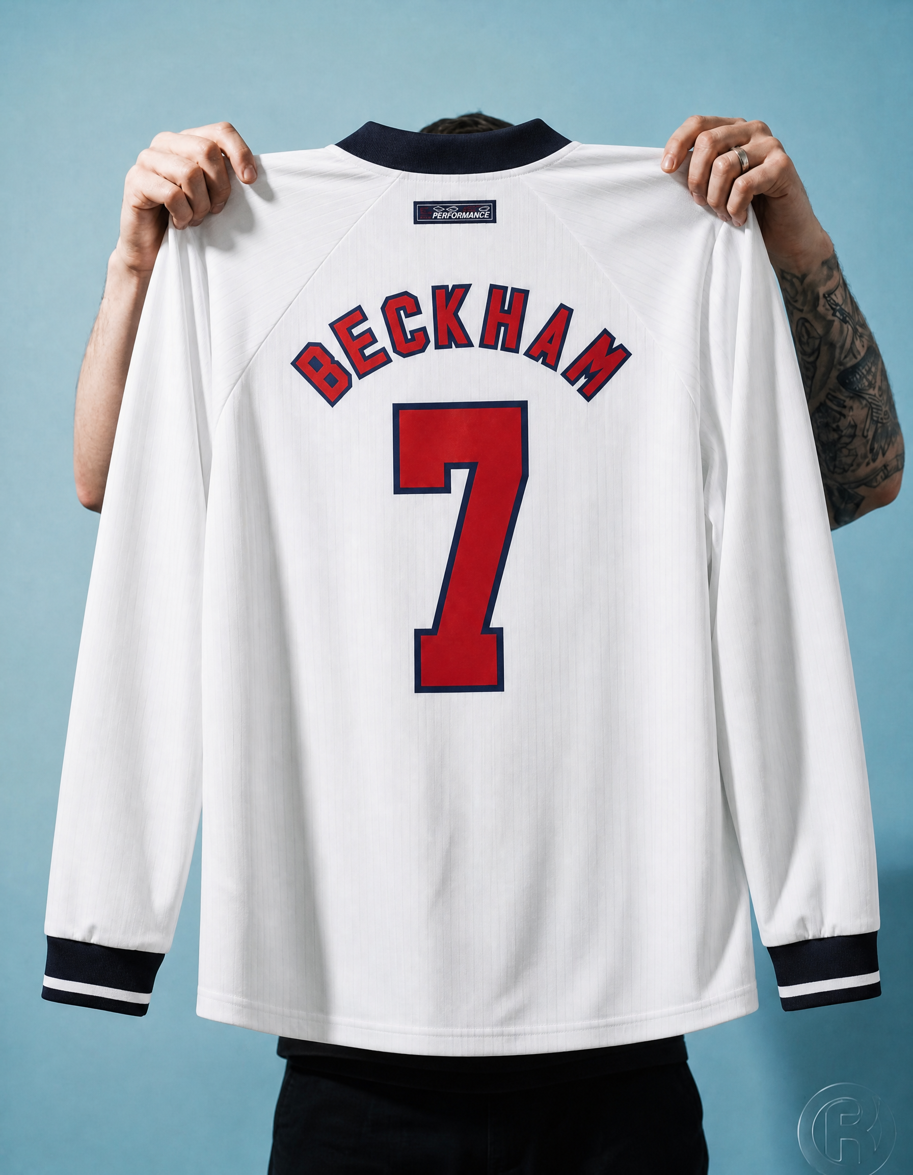 Maglia vintage Inghilterra 1998 Beckham 7 vista posteriore