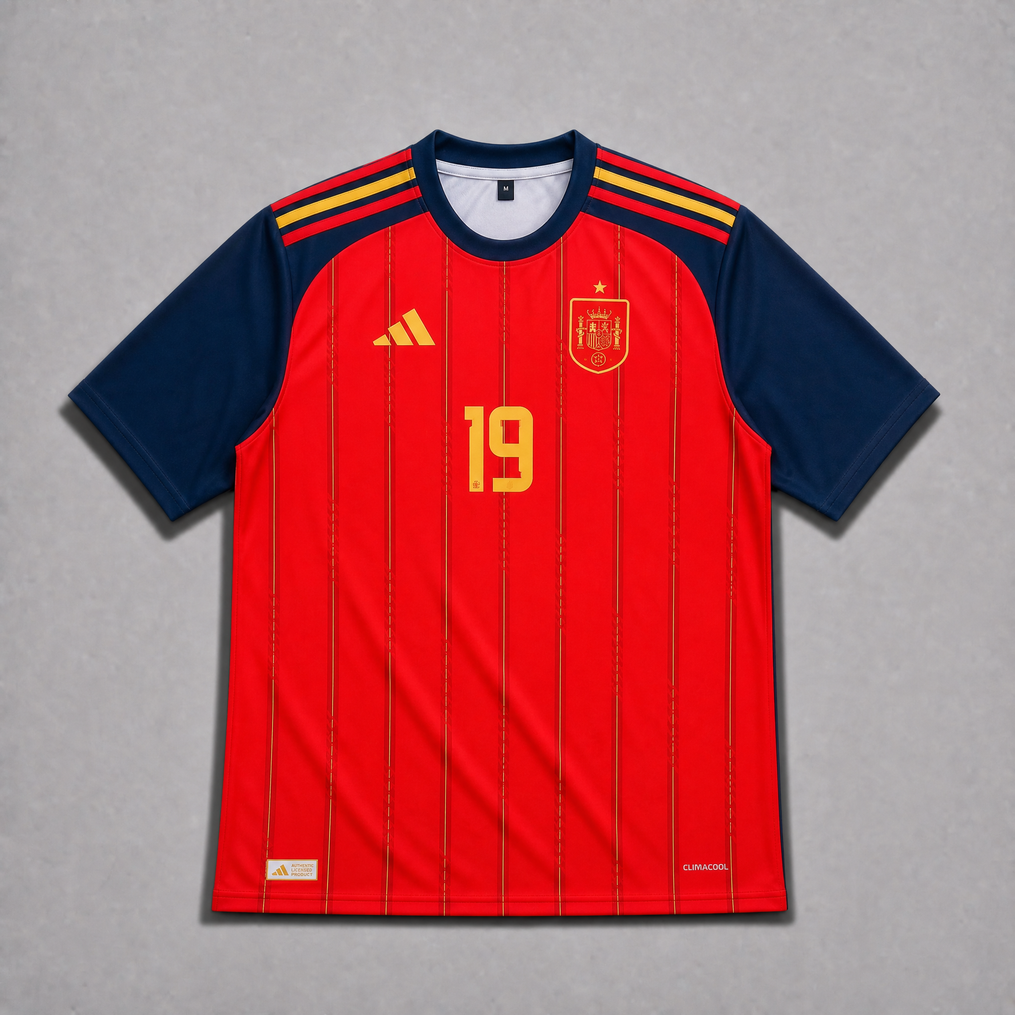 Maglia Spagna Home 2026 Lamine Yamal 19 vista frontale design rosso