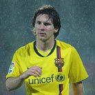 Lionel Messi Barcellona 2008/09 maglia away gialla in partita