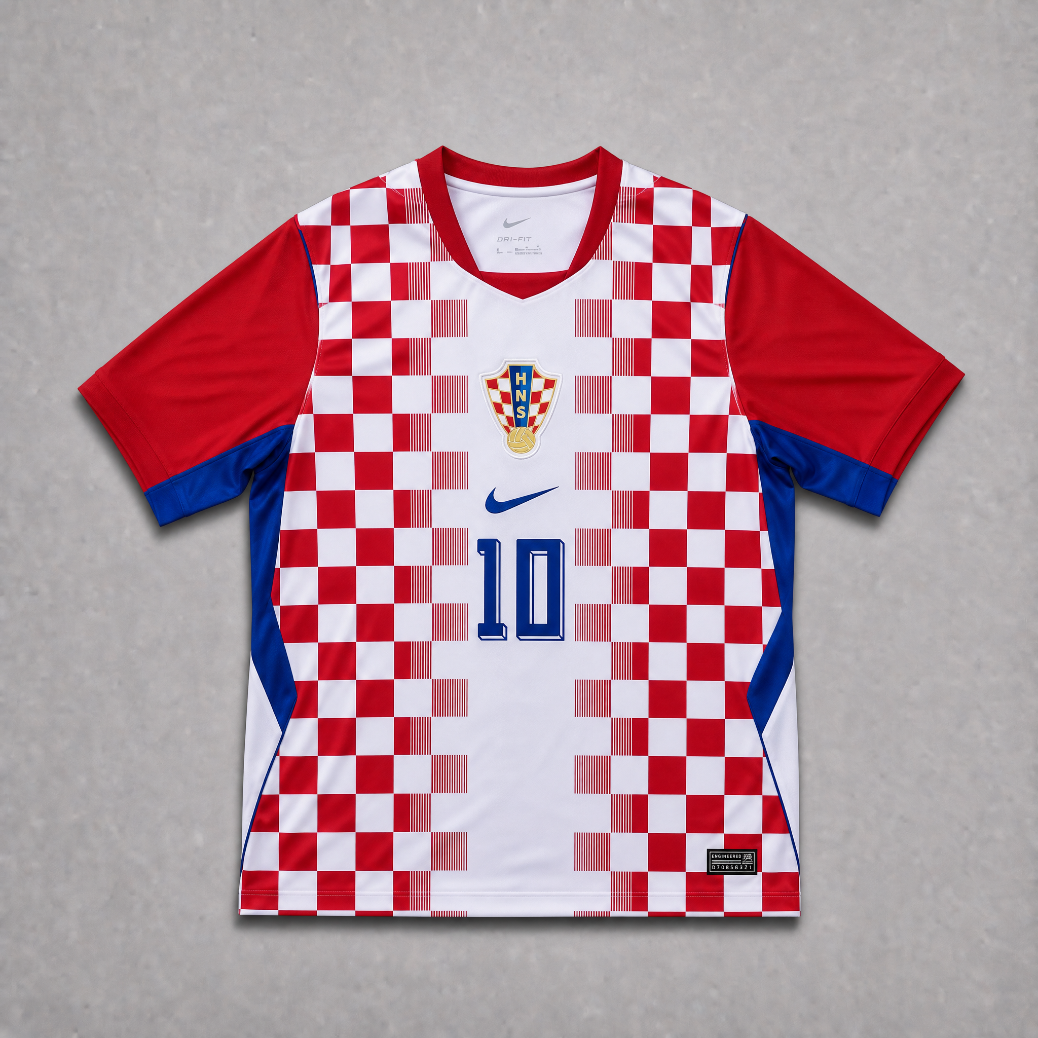 Croatia Maglia Home 2026 World Cup Modrić 10 vista frontale scacchi rosso bianco