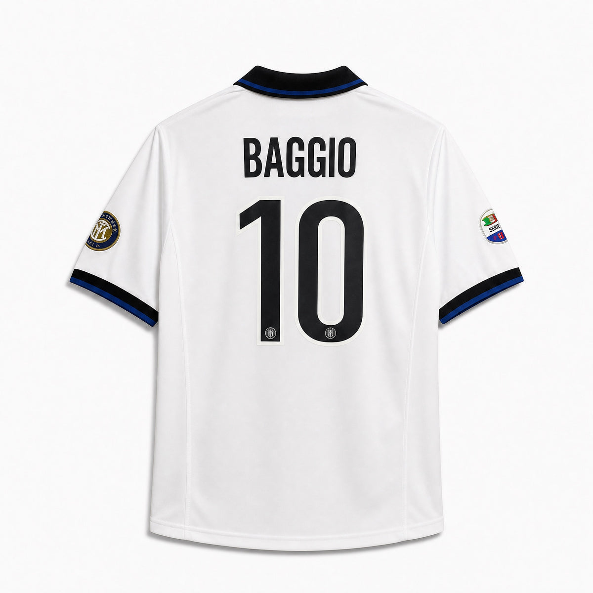Retro maglia bianca Inter 1998/99 Baggio numero 10 in blu.
