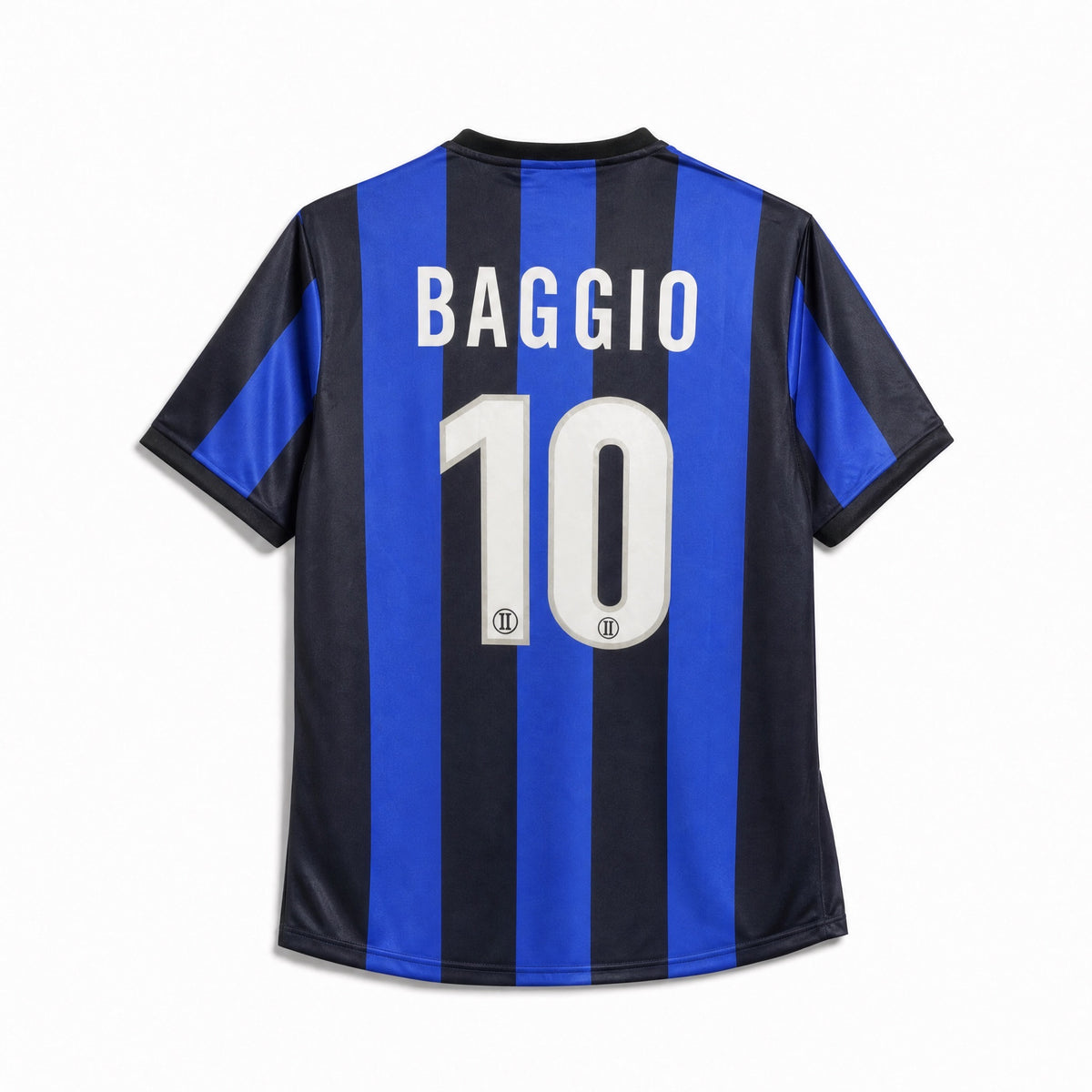 Retro maglia Inter 1998/99 Baggio numero 10 bianco su strisce nerazzurre.
