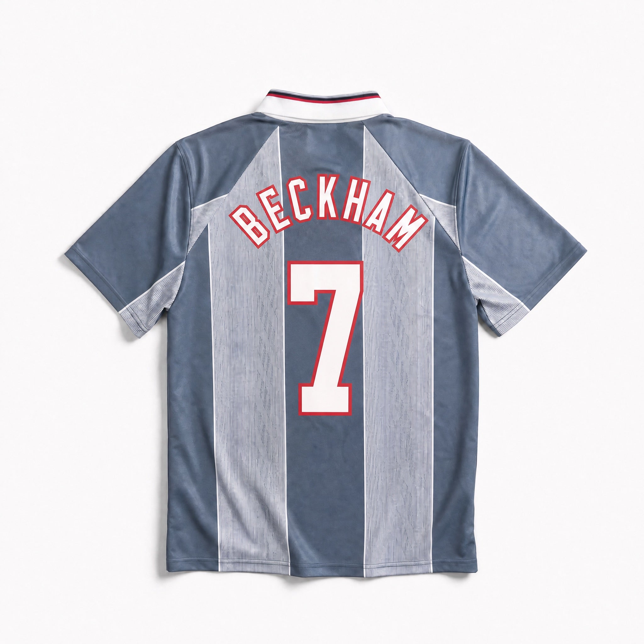 Maglia Beckham Inghilterra Away 1996 grigio chiaro vista posteriore con numero 7