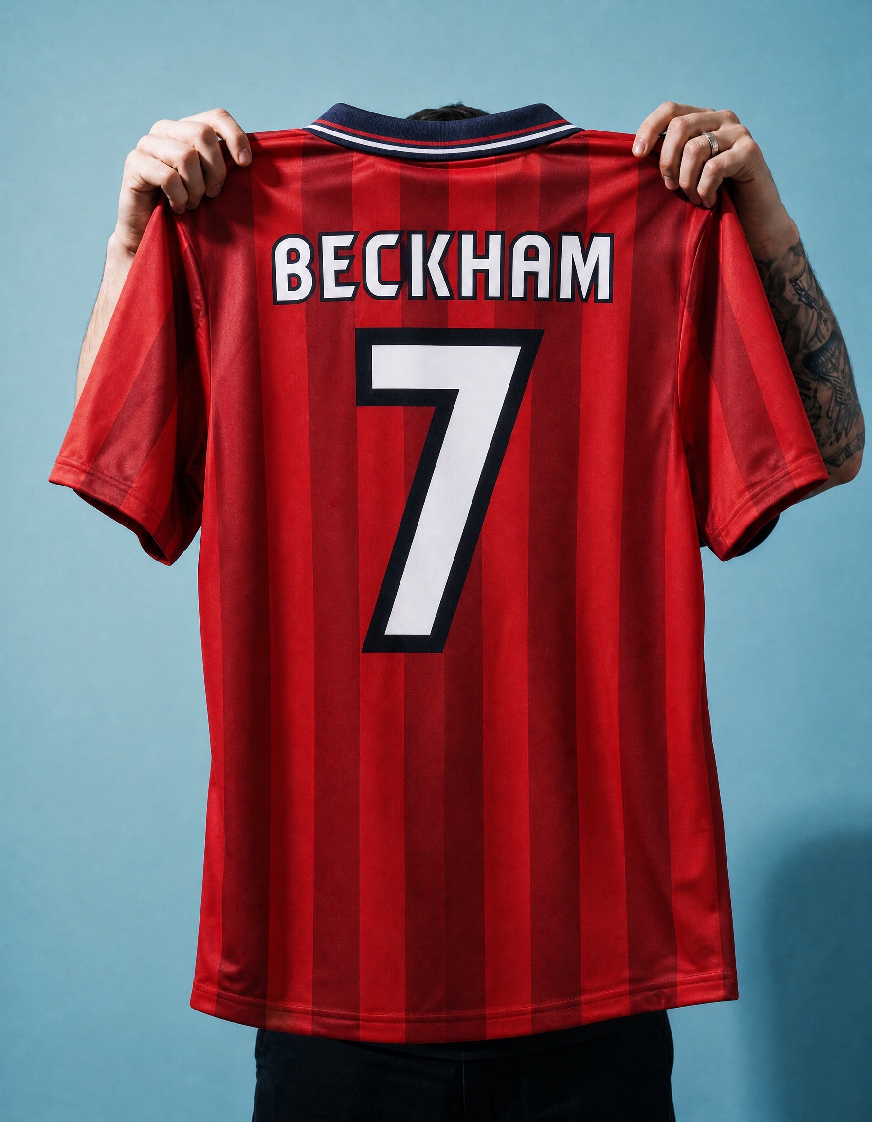 Maglia Beckham Inghilterra 1998 Away vista posteriore con nome e numero 7