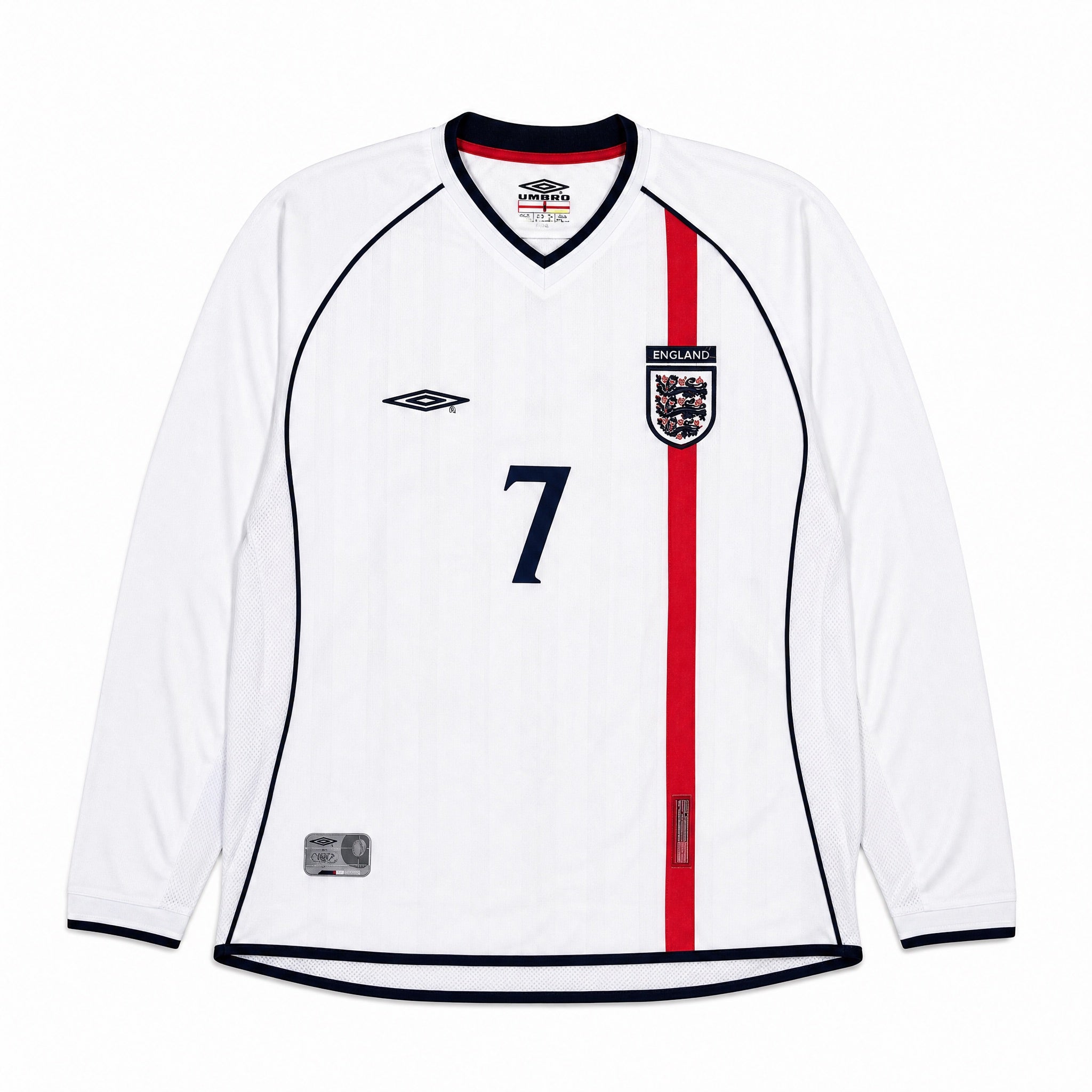 Maglia Beckham Inghilterra Home Long 2002 vista frontale