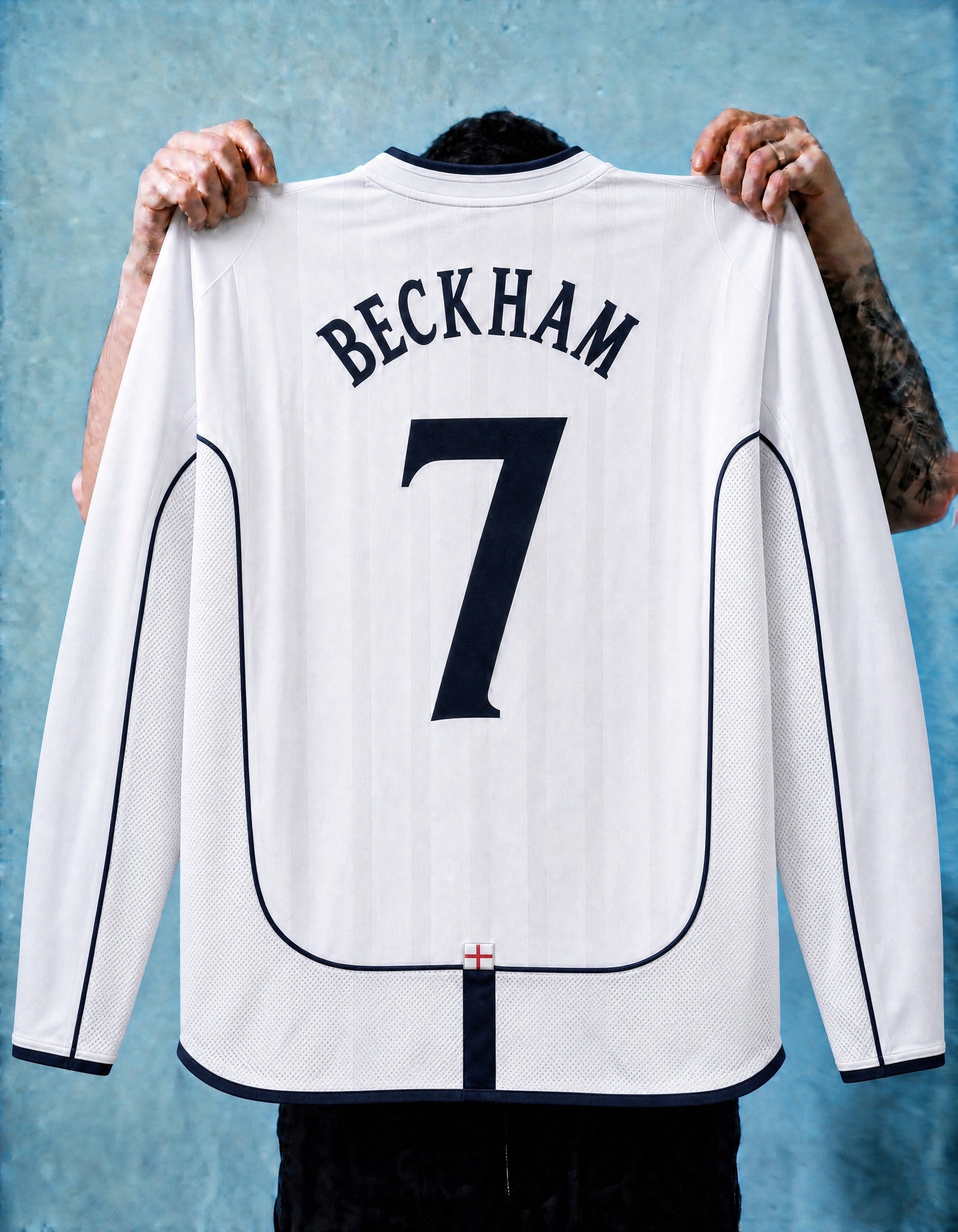 Maglia vintage Inghilterra 2002 Beckham 7 vista posteriore