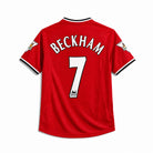 Maglia Beckham Manchester United Home 2001/02 vista posteriore con nome Beckham e numero 7