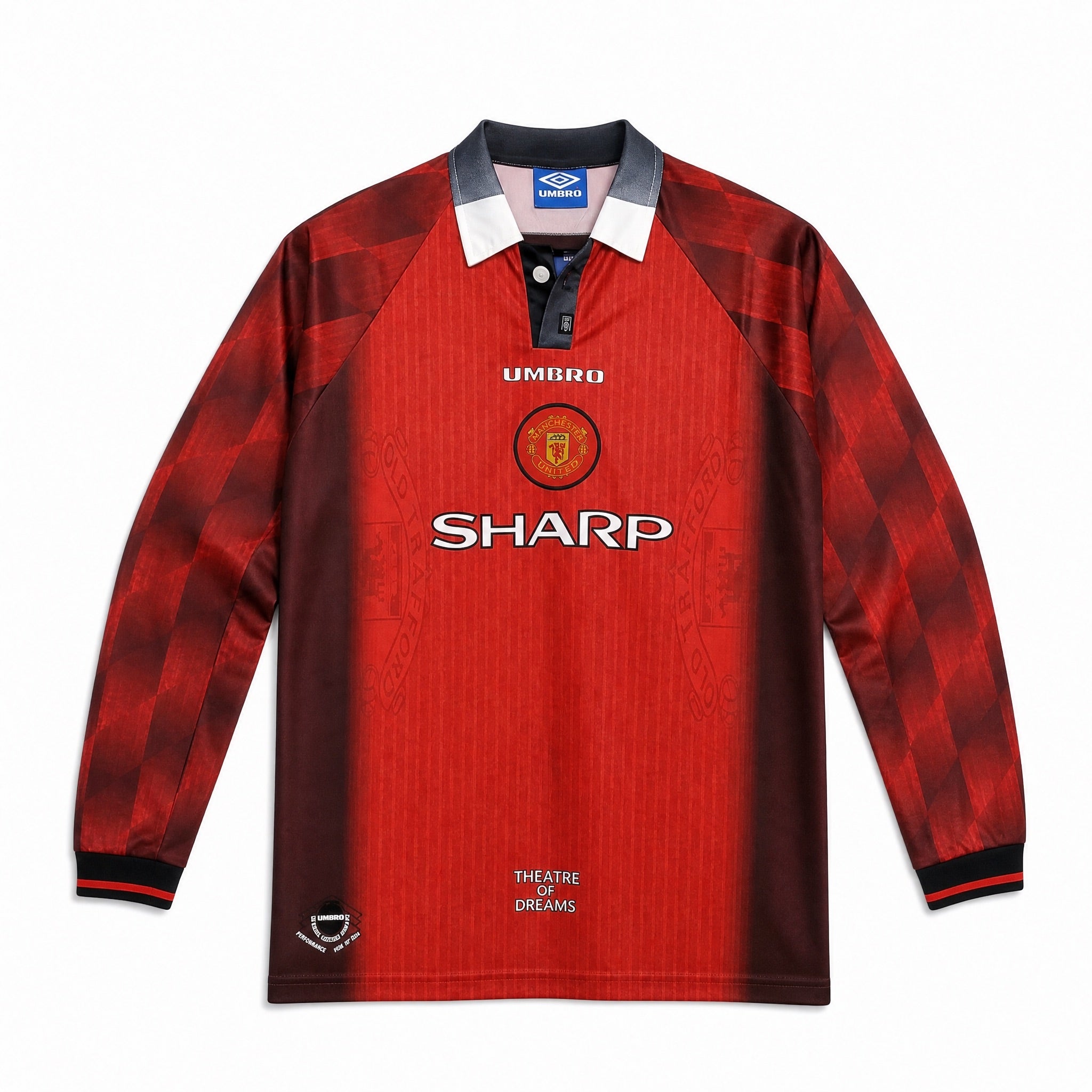 Maglia vintage Beckham Man. United 1996/97 Home rossa a manica lunga