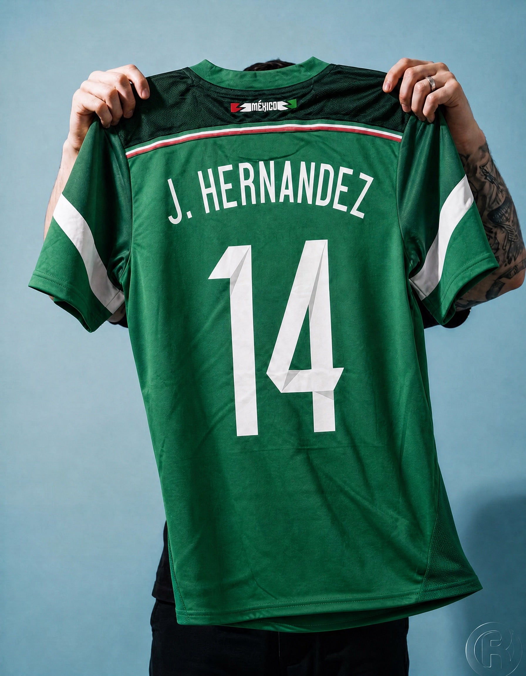Maglia vintage Chicharito Messico Home 2014 dettaglio verde