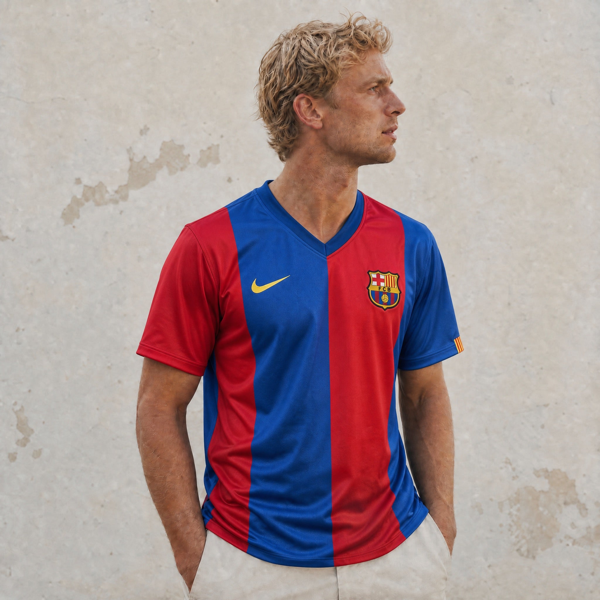 Lionel Messi Barcellona 2006/07 in azione con maglia home blaugrana
