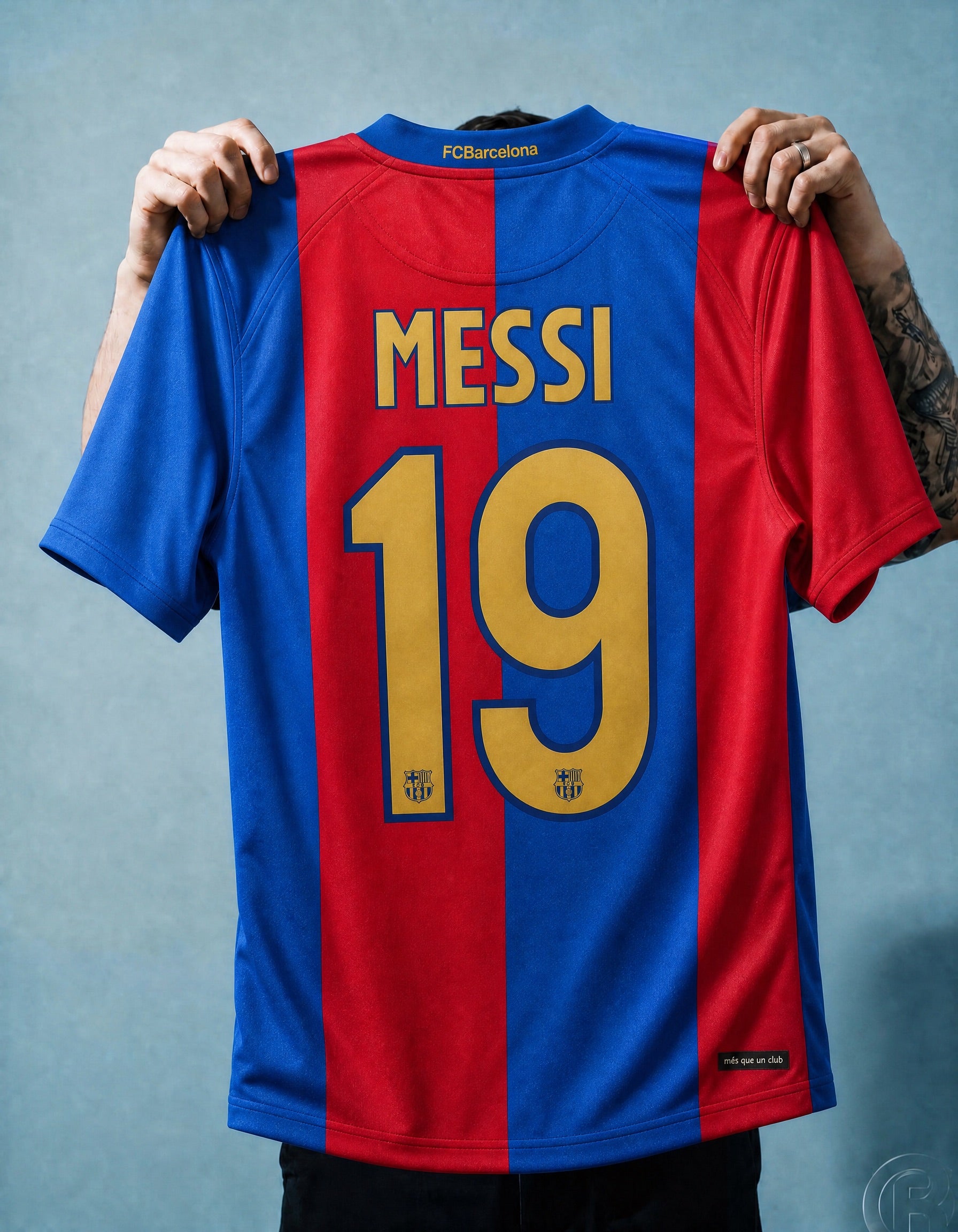 Modello indossa maglia Barcellona 2006/07 Messi home
