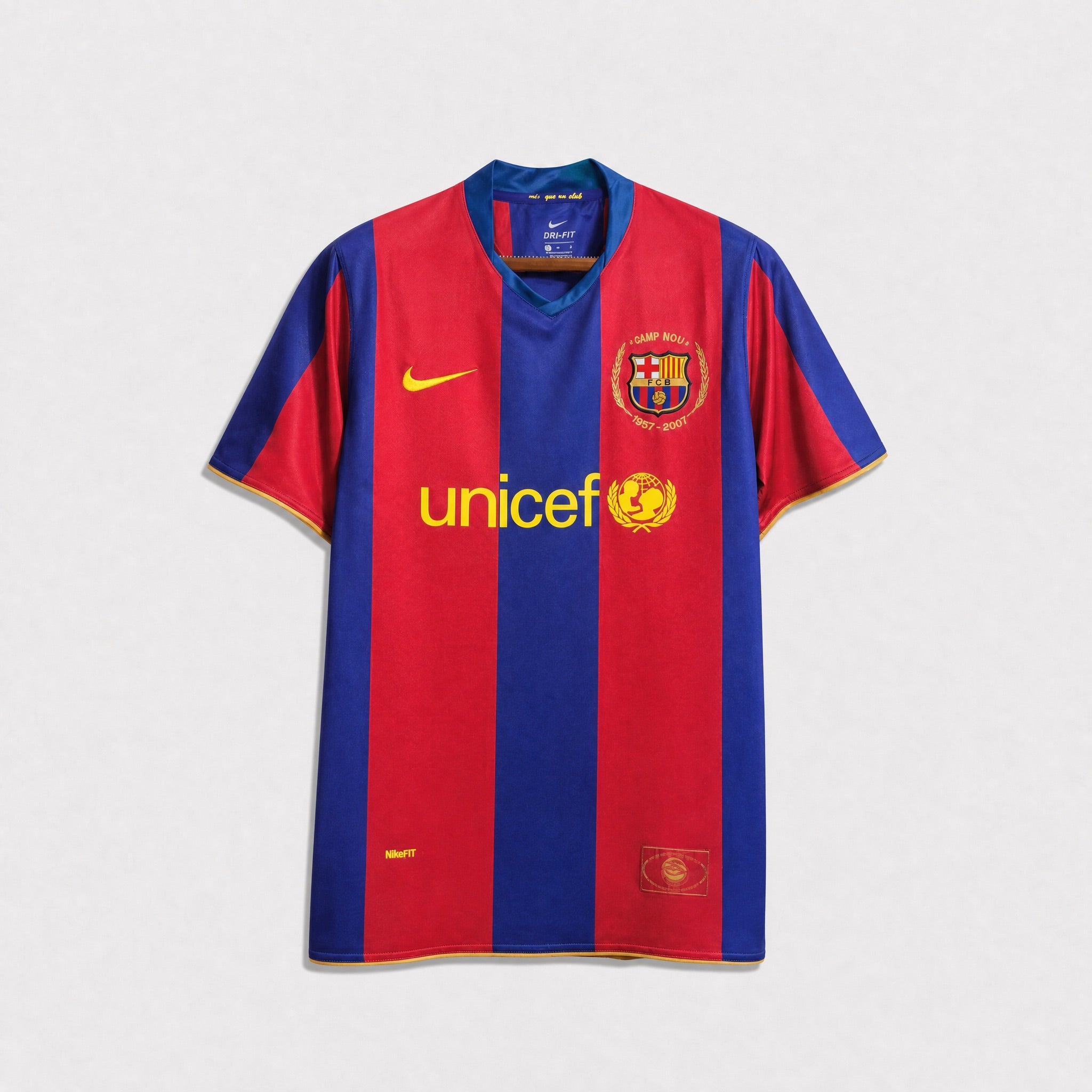 Maglia Barcellona 2007/08 Home 50 anniversario Camp Nou vista frontale
