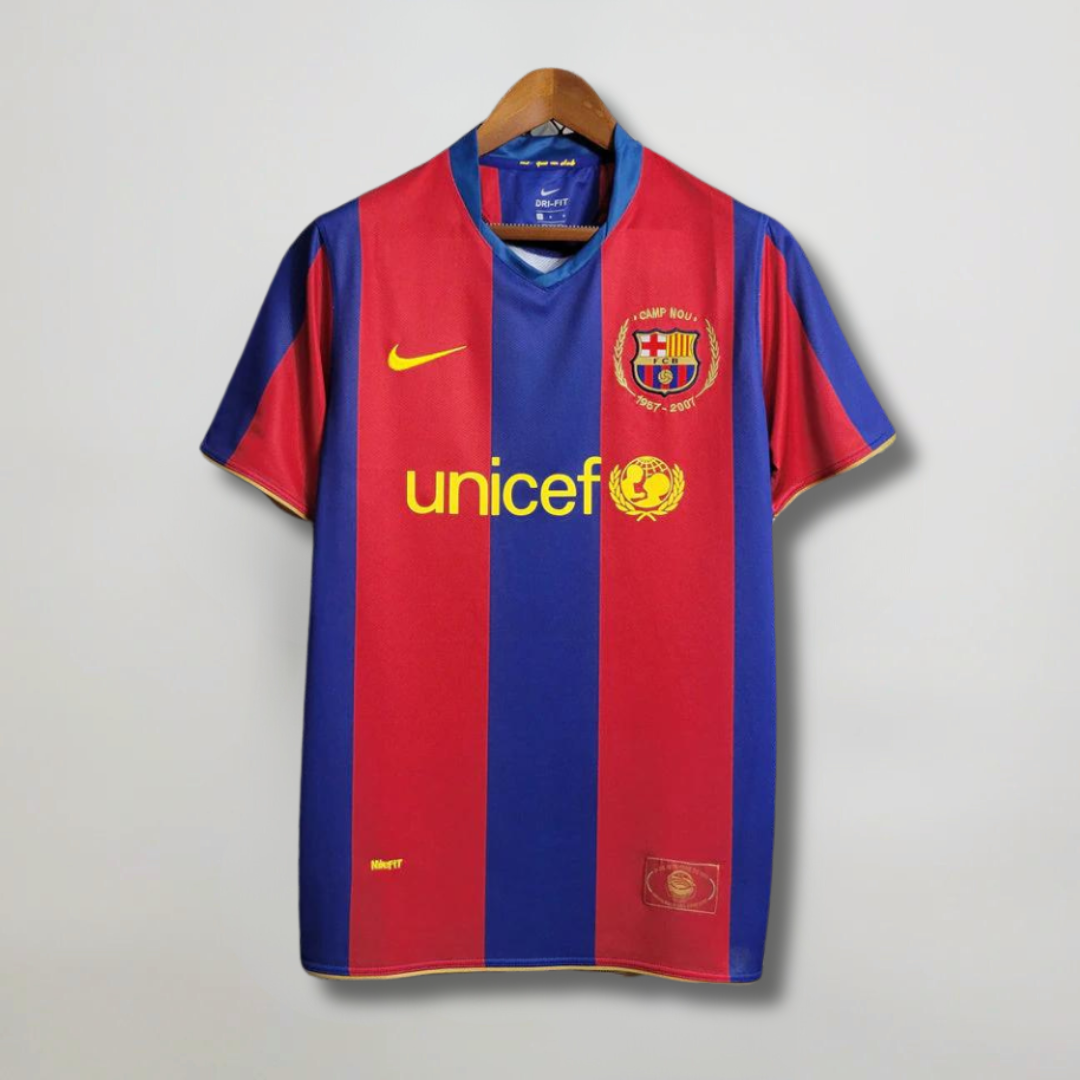 Maglia Barcellona 2007/08 Home 50 anniversario Camp Nou vista frontale