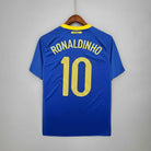 Maglia Brasile Away 2010 Ronaldinho numero 10 retro blu con dettagli gialli